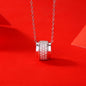 Sparkling Elegance: Girl Moissanite CZ Lucky Bead Tube Necklace in 925 Sterling Silver