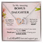 To My Amazing Bonus Daughter - From Mom -  Interlocking Hearts Necklace - PopGifts