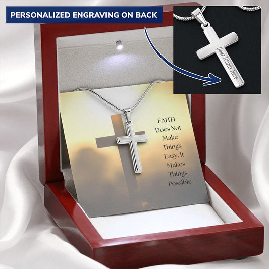 Faith Makes Things Possible - Personalized Cross Necklace