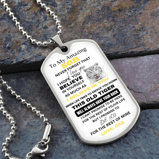 TO MY AMAZING SON DOG TAG WHITE