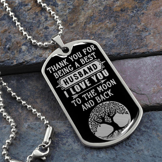 Best Husband - To the Moon & Back - Dog Tag