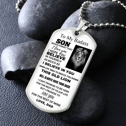 To My Badass Son - Black on White - Old Lion