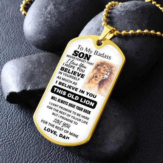 To My Badass Son - Dog Tag - White