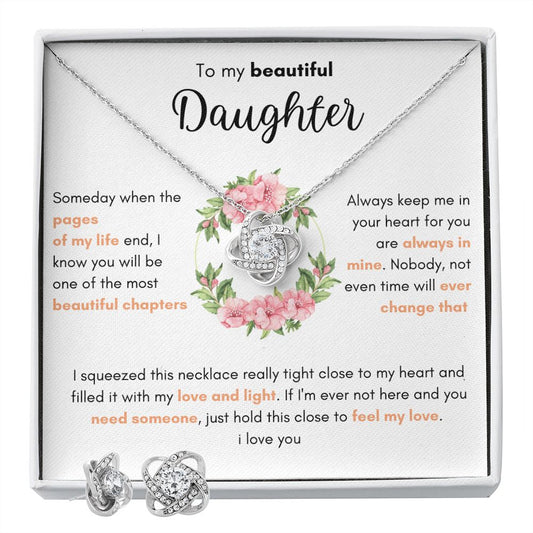 To My Beautiful Daughter - Love Knot & Earrings Set