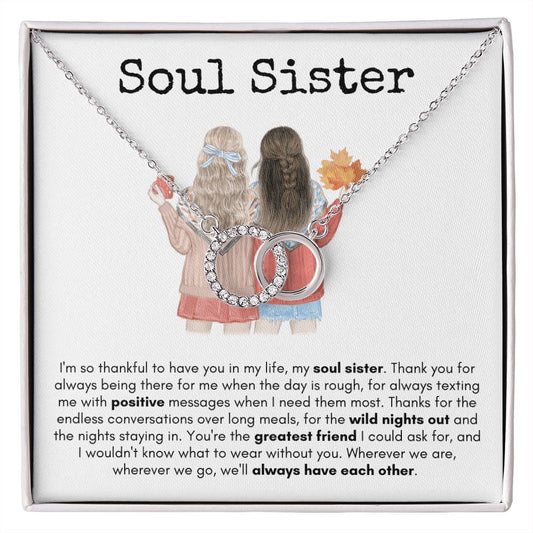Soul Sister - Perfect Pair Necklace - White Card/Two Girls
