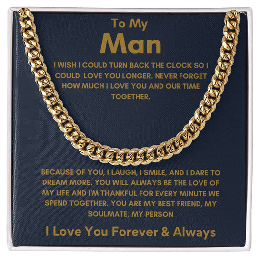 To My Man - Cuban Link Chain - Because of You - Blue Card