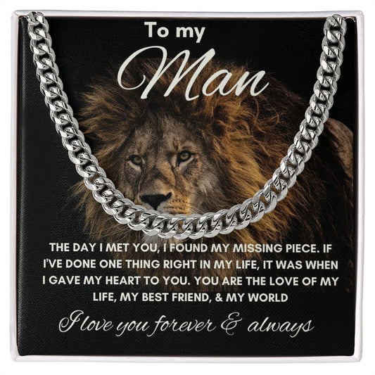 To My Man - Cuban Link Chain - Lion
