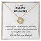 To My Badass Daughter - Love Knot Necklace - Crown/White Card