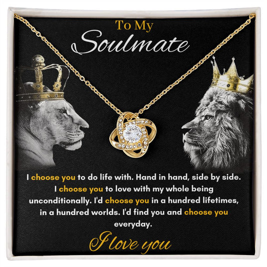 To My Soulmate - Love Knot Necklace - Hand in Hand