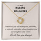 To My Badass Daughter - Love Knot Necklace - Crown/Pink Card