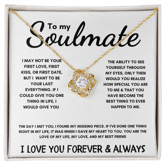 To My Soulmate - Love Knot Necklace - The Day I Met You - White Card