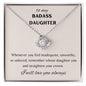 To My Badass Daughter - Love Knot Necklace - Crown/Pink Card