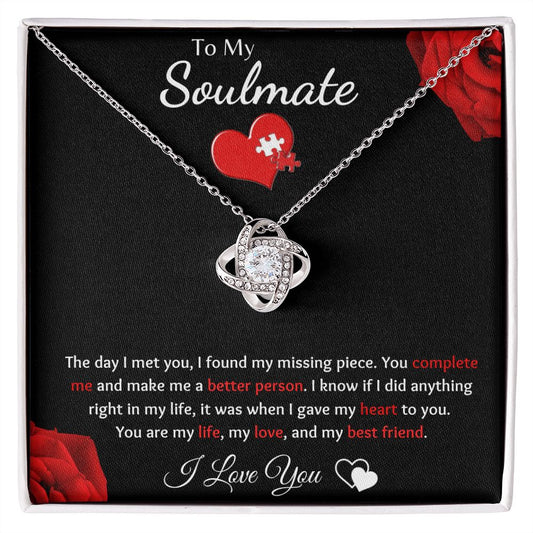 To My Soulmate - Love Knot Necklace - Puzzle Piece