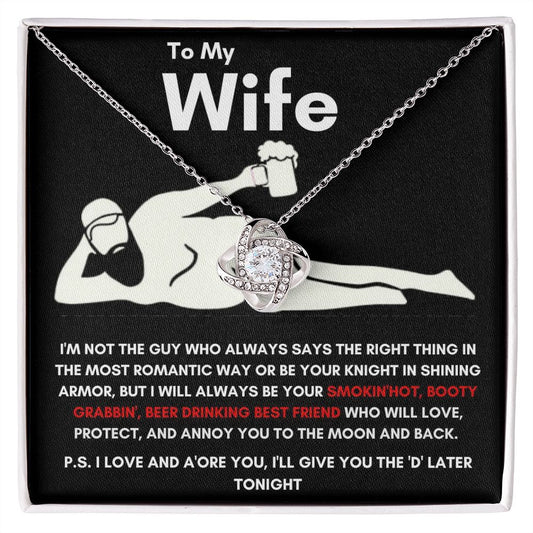 To My Wife - Love Knot Necklace - Booty Grabbin' - Black Card