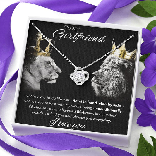 To My Girlfriend - Love Knot Necklace - Hand in Hand