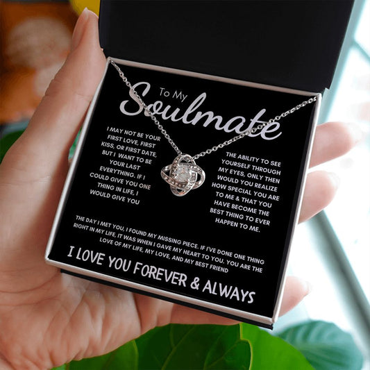 To My Soulmate - Love Knot Necklace - I Love You Forever - Black Card