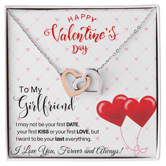 To My Girlfriend - Interlocking Hearts Necklace - Red Balloons