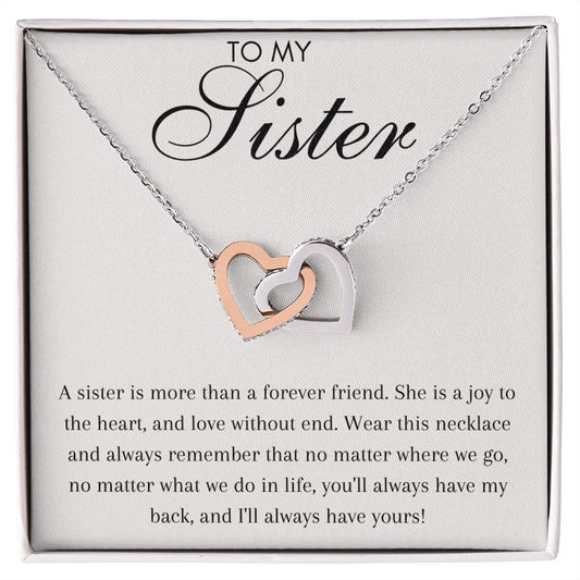 To My Sister - Interlocking Hearts Necklace - Love Without End