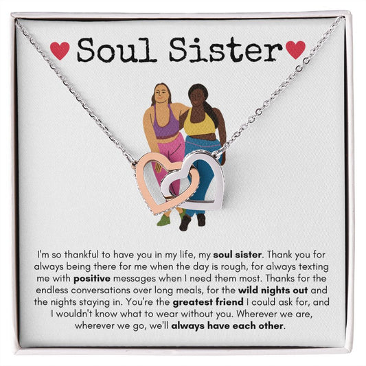 Soul Sister - Interlocking Hearts Necklace - White Card