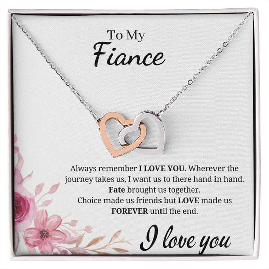 To My Fiance -  Interlocking Hearts - Till The End - White Card