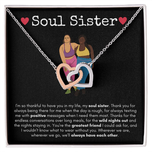 Soul Sister - Interlocking Hearts Necklace - Black Card