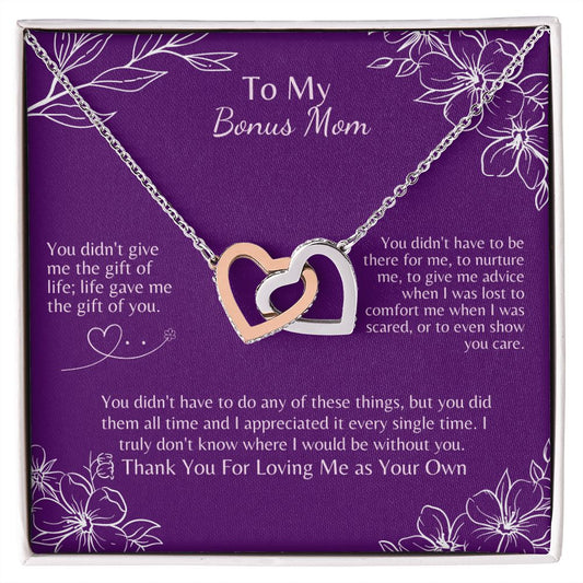 To My Bonus Mom - The Gift of You - Interlocking Hearts Necklace