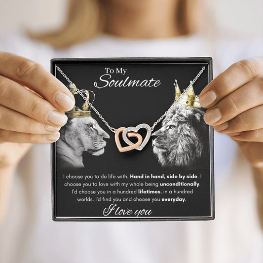To My Soulmate - Interlocking Hearts Necklace - Hand in Hand