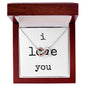 i love you - Interlocking Hearts Necklace - White