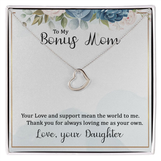 To My Bonus Mom - Delicate Heart Necklace