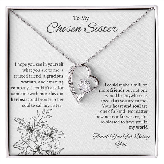 To My Chosen Sister - Forever Love Necklace - White