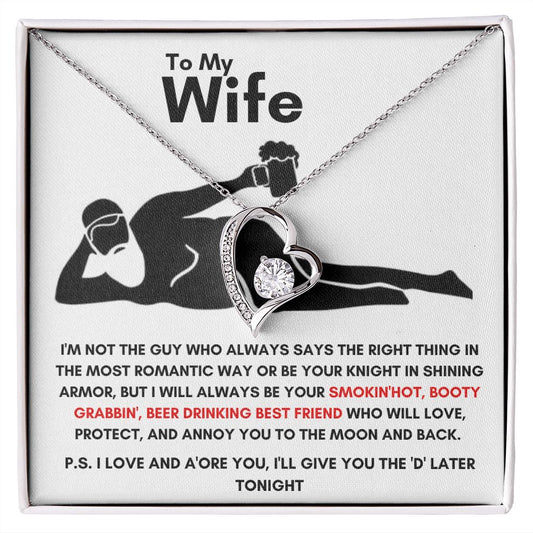 To My Wife - Love Knot Necklace - Booty Grabbin' - White Card