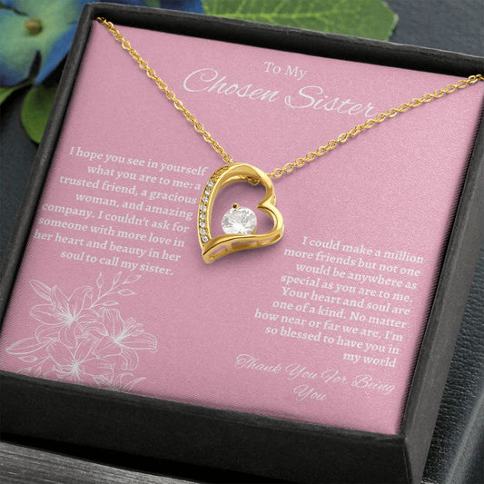 To My Chosen Sister - Forever Love Necklace - Pink