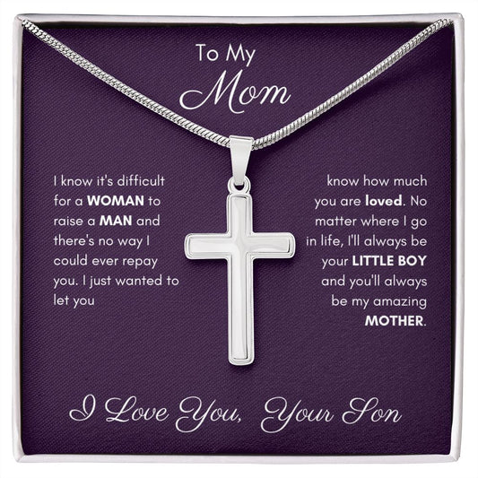To My Mom - Faith Cross Necklace - Little Boy