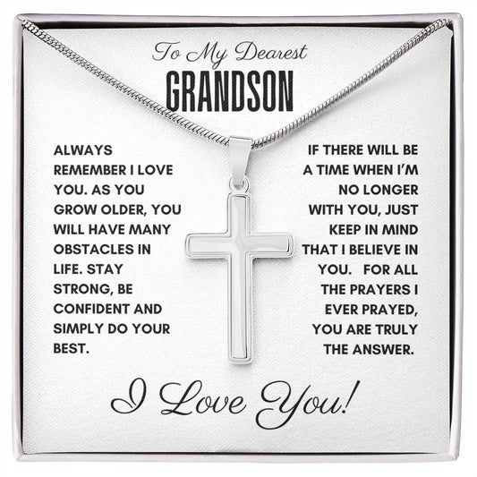 To My Grandson - Faith Cross Necklace - For All the Prayers