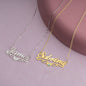 Radiant Name Necklace with Birthstone Hearts