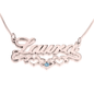 Radiant Name Necklace with Birthstone Hearts